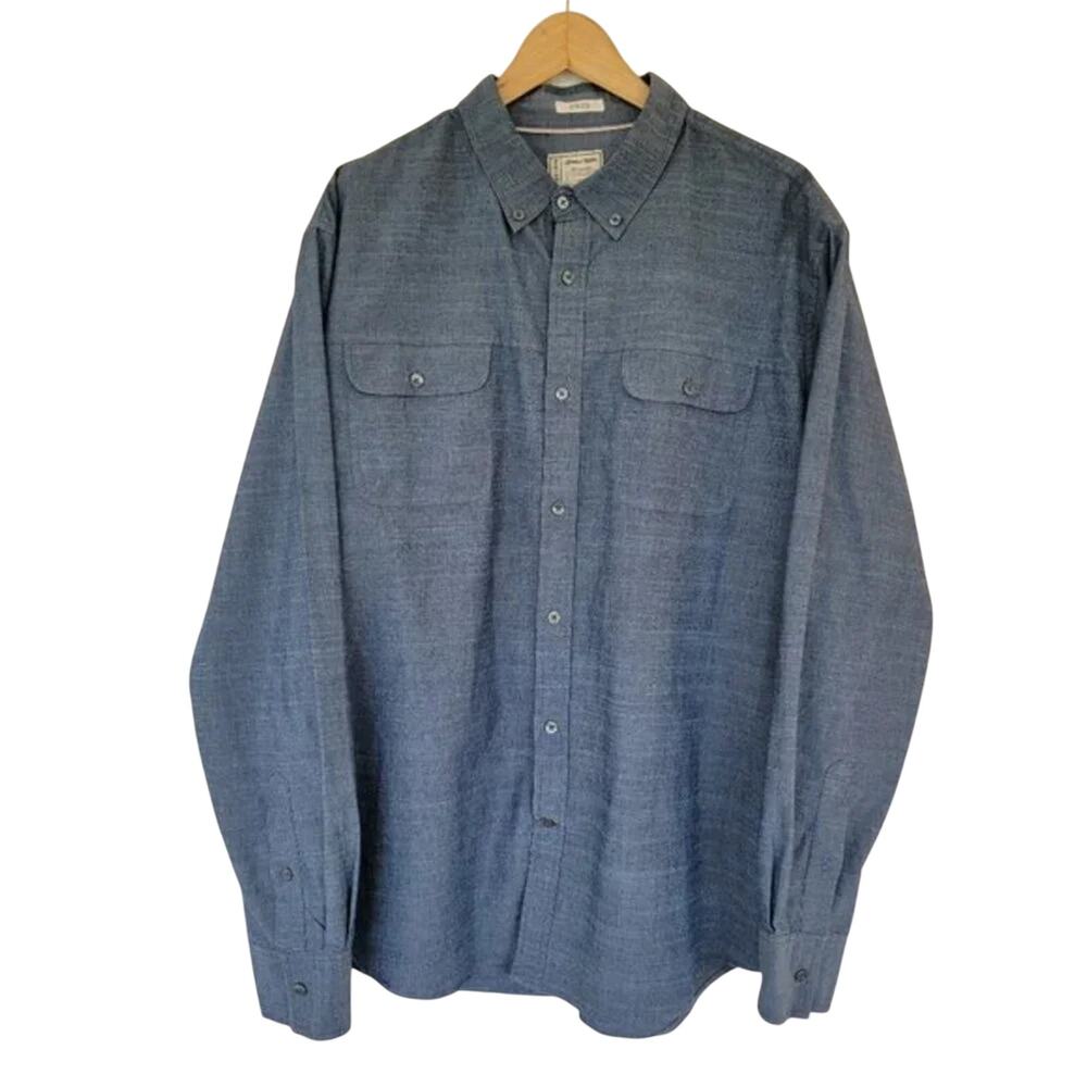 Alexander Julian Long Sleeve Button Down Shirt Stone Blue Mens Size XL